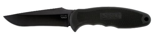 SOG Specialty Knives & Tools FP6L-CP Field Pup II Knife with Straight Edge Fixed 4.75-Inch Steel Blade and Kraton Handle, Black TiNi Finish SOG Specialty Knives & Tools FP6L-CP Field Pup II Knife with Straight Edge Fixed 4.75-Inch Steel Blade and Kraton Handle, Black TiNi Finish