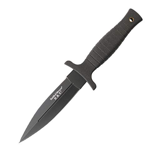 Smith & Wesson SWHRT9B 9in High Carbon S.S. Fixed Blade Knife with 4.7in Dual Edge Blade and TPE Handle for Outdoor, Tactical, Survival and EDC Smith & Wesson SWHRT9B 9in High Carbon S.S. Fixed Blade Knife with 4.7in Dual Edge Blade and TPE Handle for Outdoor, Tactical, Survival and EDC
