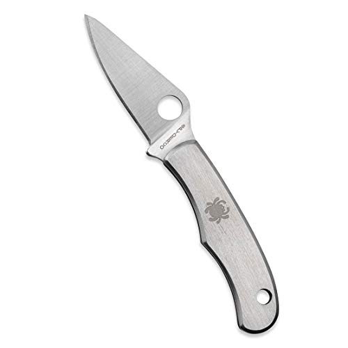 Spyderco Bug Folding Knife - Stainless Steel Handle with PlainEdge, Full-Flat Grind, 3Cr Steel Blade and SlipJoint - C133P Spyderco Bug Folding Knife - Stainless Steel Handle with PlainEdge, Full-Flat Grind, 3Cr Steel Blade and SlipJoint - C133P