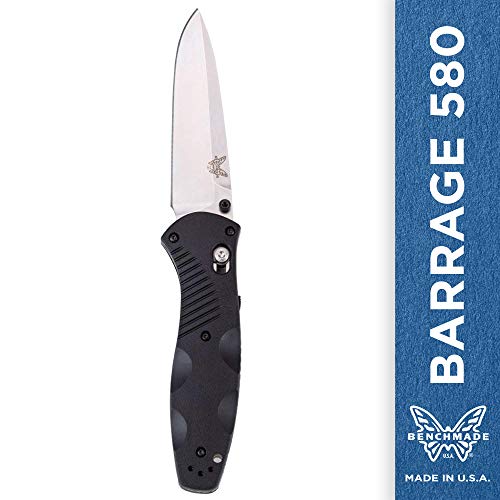Benchmade - Barrage 580 Knife, Plain Drop-Point, Satin Finish, Black Handle Benchmade - Barrage 580 Knife, Plain Drop-Point, Satin Finish, Black Handle