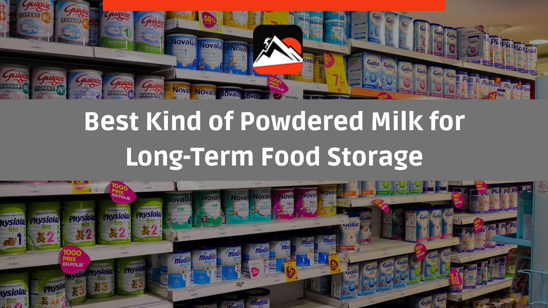 Different brands of powdered milk on the supermarket's shelfs.